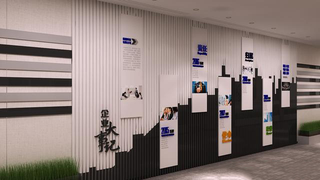 现代简约大气的企业文化墙，这样的黑白灰设计，低调有内涵